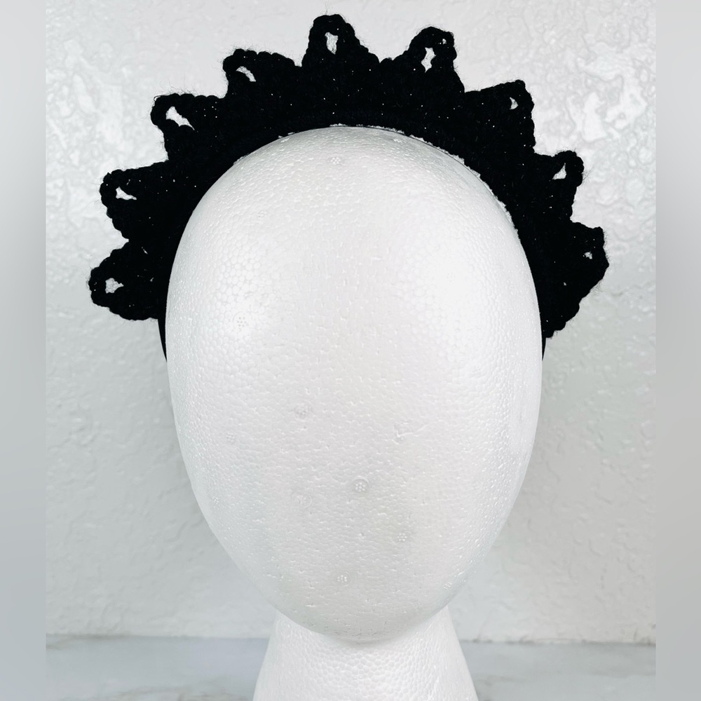 Black Crochet  Crown Headband